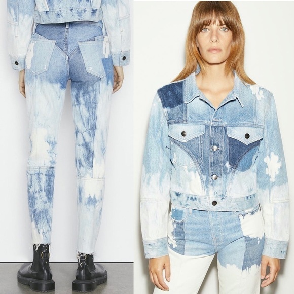 NWT FRAME 90s High Rise Acid Wash Denim Ankle Crop Raw Hem Straight Leg Jeans 25 - Picture 8 of 14